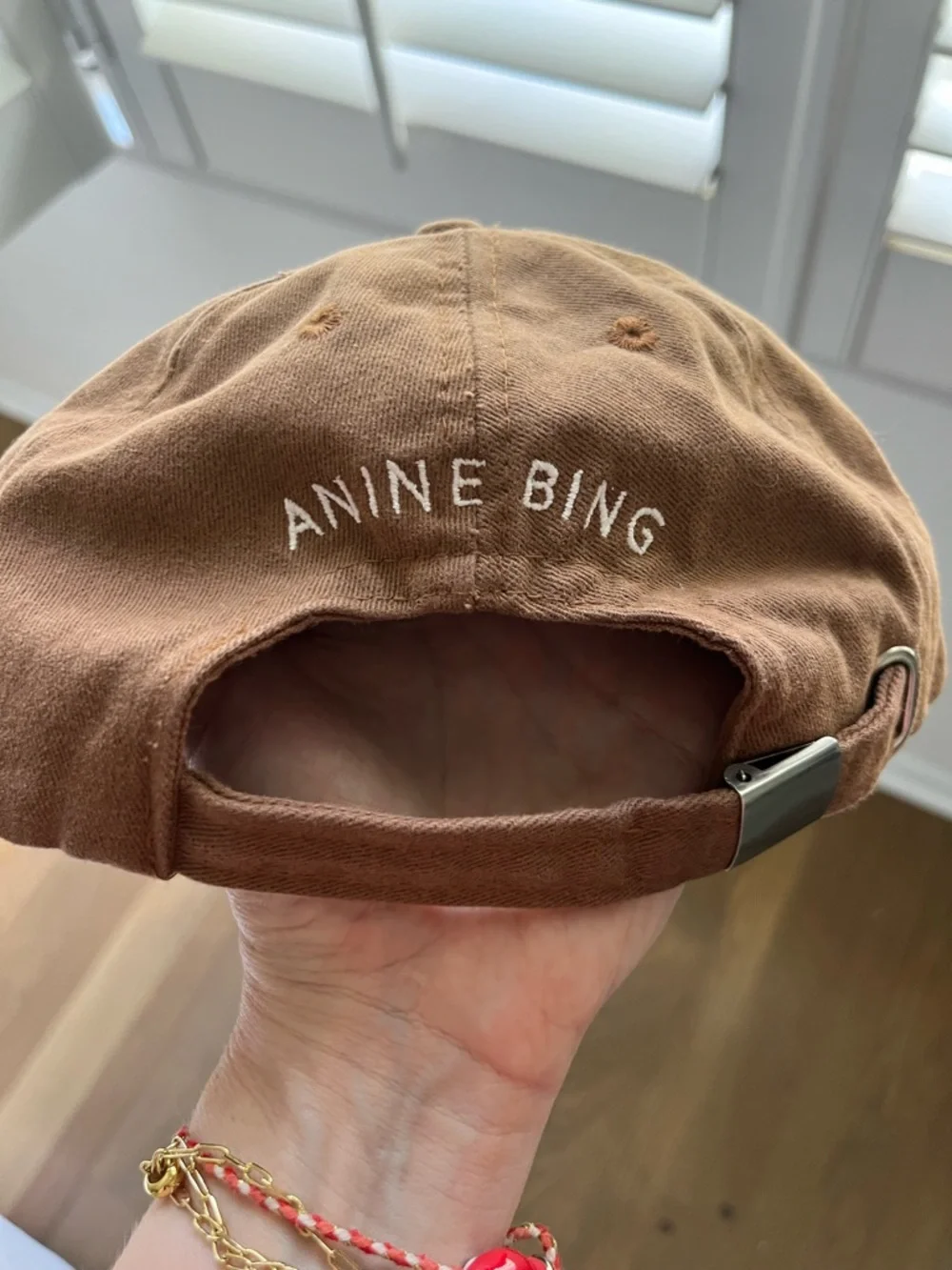 Anine Bing Brown Cotton Baseball Cap with Embroidered Eyelets - Picture 4 of 4